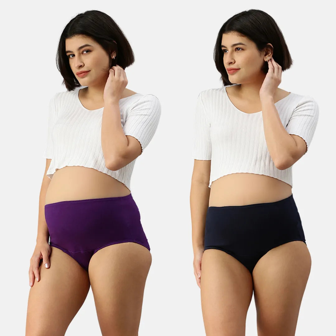 Maternity Hygiene Panties Magenta & Navy Blue 