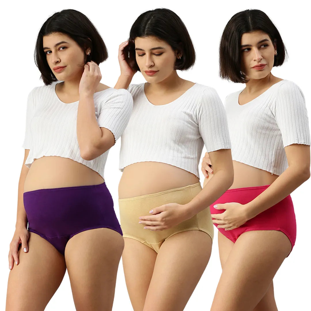 Maternity Hygiene Panty Magenta, Skin & Dark Pink For Pregnancy