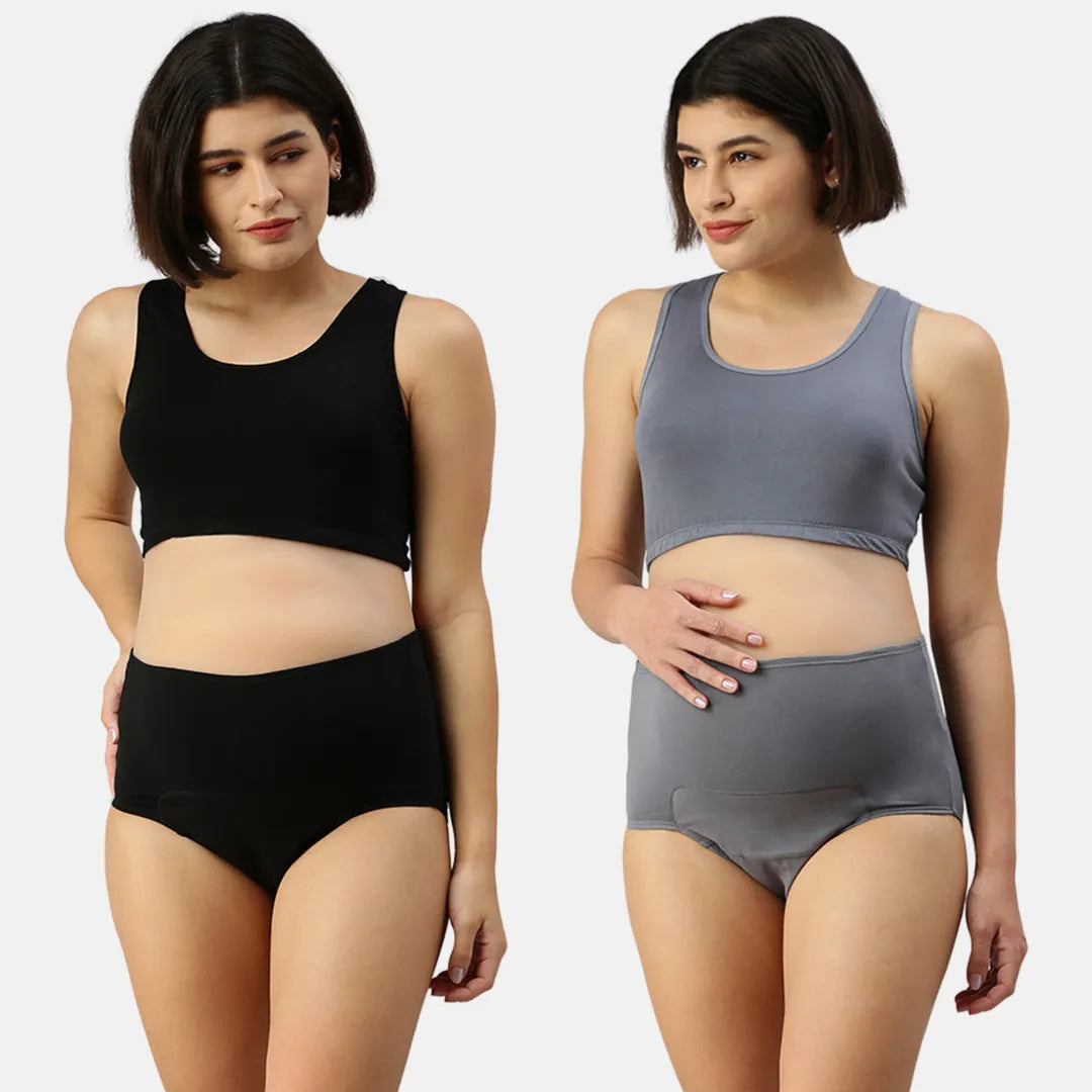 Maternity Panty After Delivery Black & Steel Grey