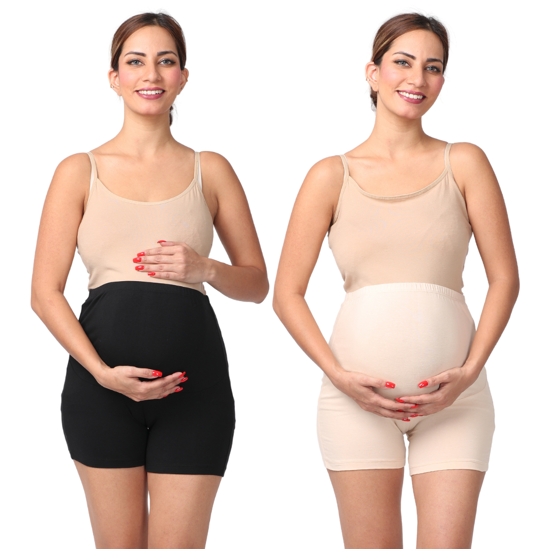 Maternity Shorts Black & Skin 