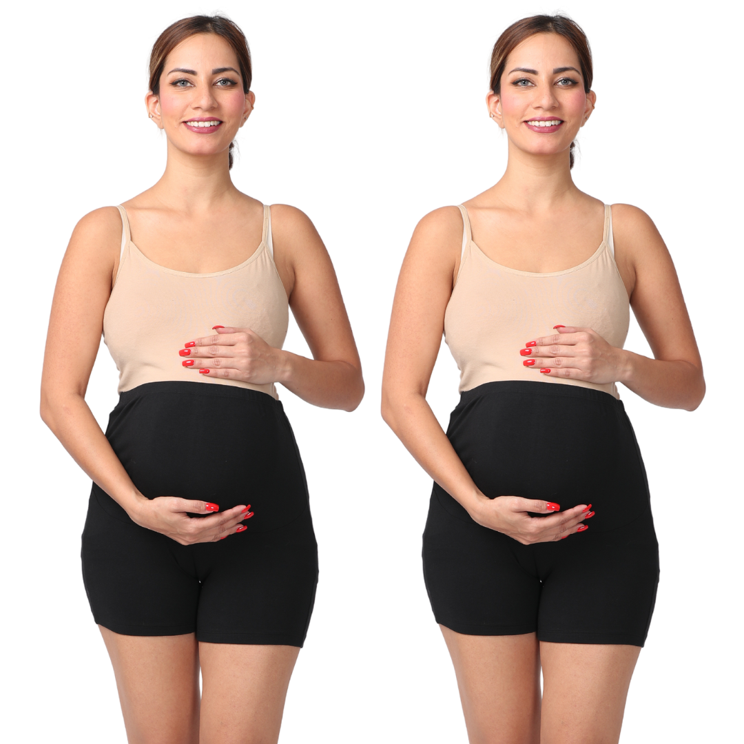 Maternity Shorts For Pregnancy Black Pack Of 2