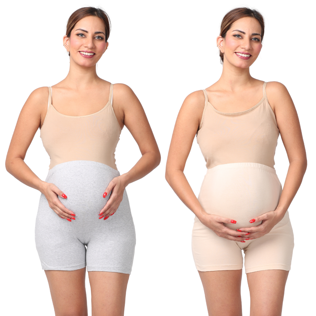 Maternity Shorts For Women Grey & Skin