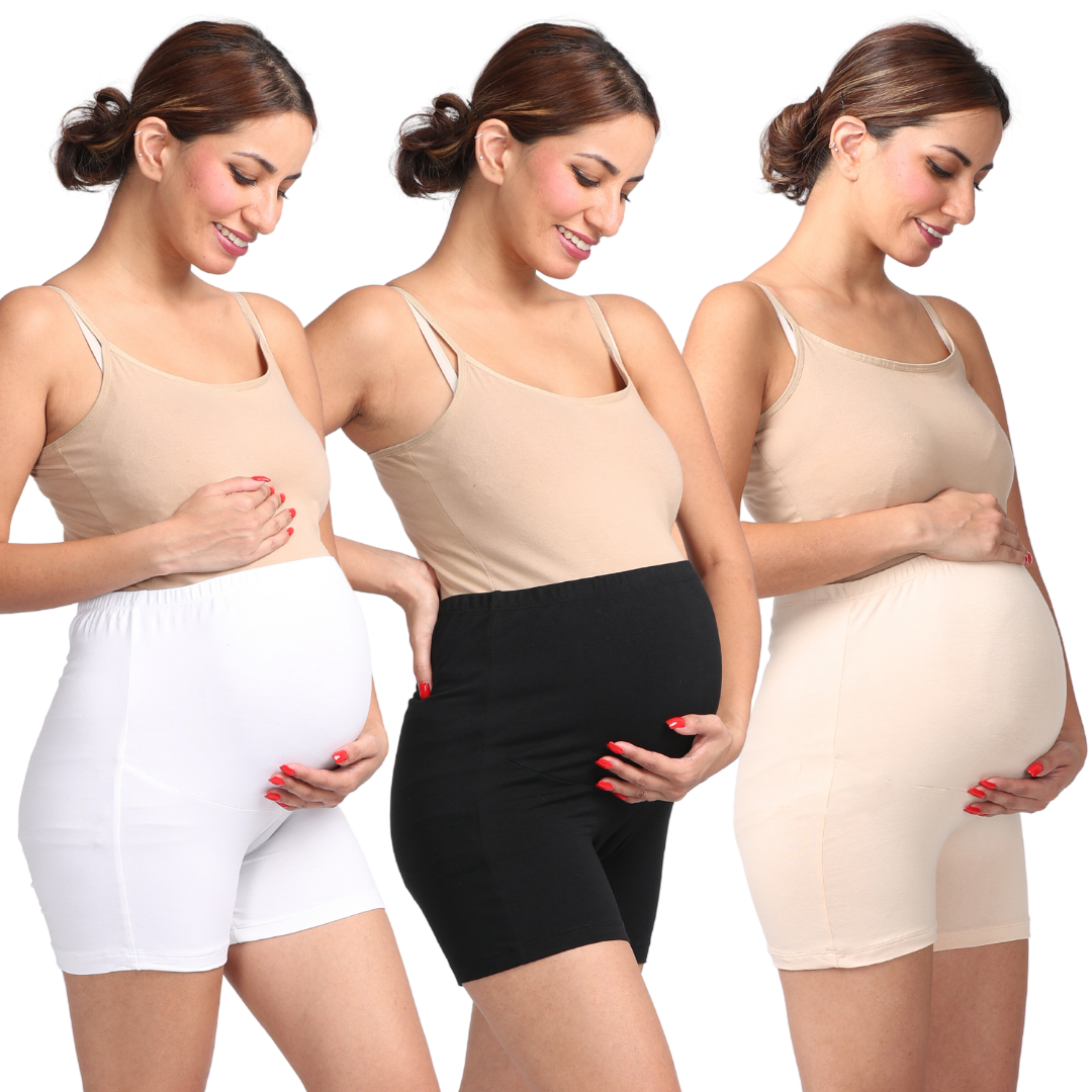 Maternity Shorts White, Black & Skin