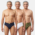 Men Wearing Incontinence Briefs Of Navy Blue, White & Green Color
