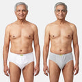 Men Wearing Incontinence Briefs Of White & Grey Color