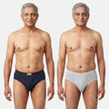 Men Wearing Incontinence Briefs Of Navy Bue & Grey Color