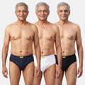Men Wearing Incontinence Briefs Of Navy Blue, White & Black Color