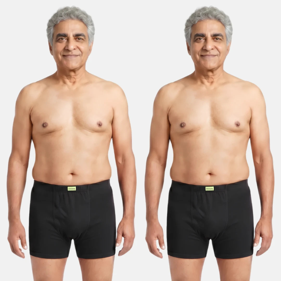 Men Wearing Incontinence Trunks Of Black Color