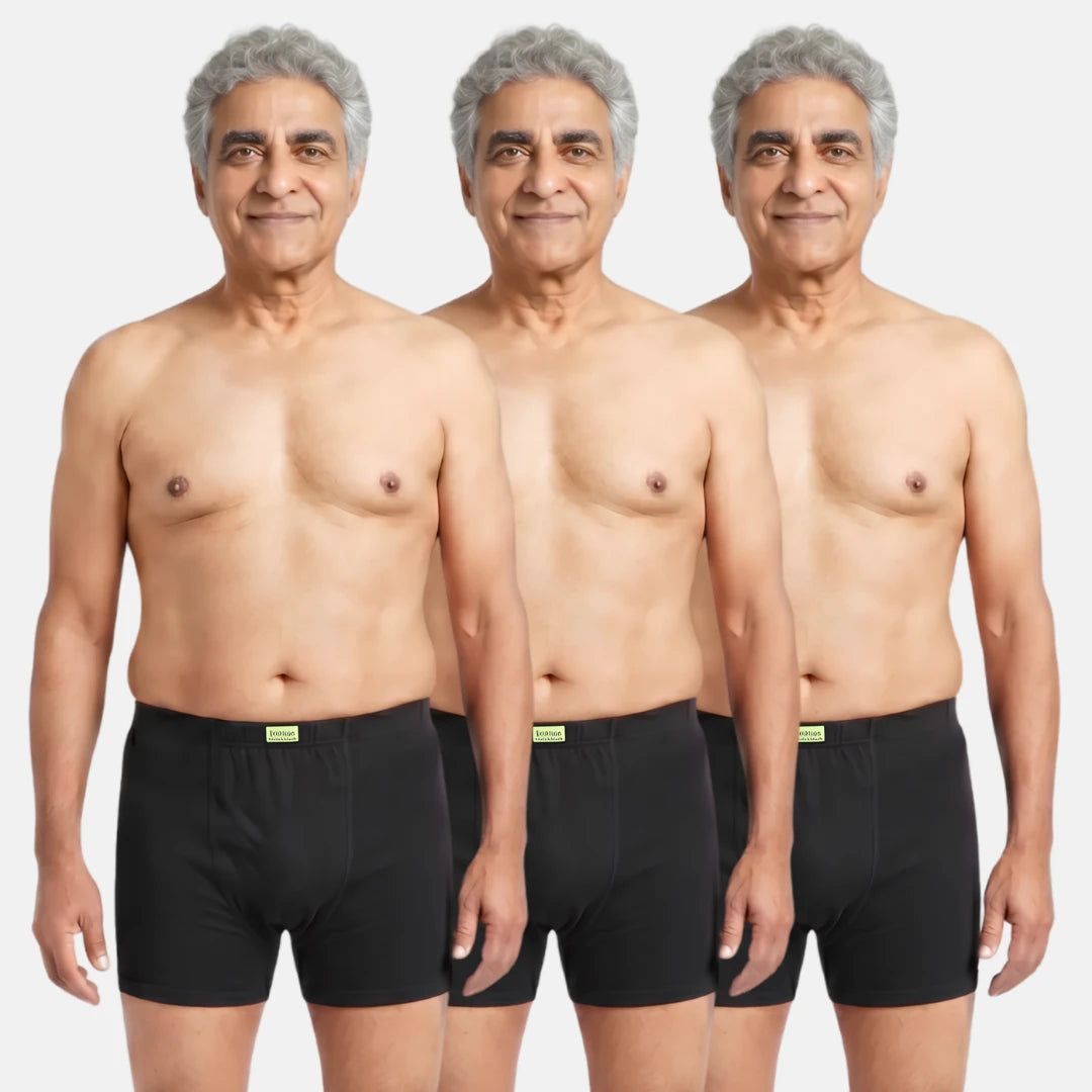 Men Wearing Incontinence Trunks Of Black Color Pack Of 3
