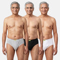 Men Wearing Incontinence Briefs Of Grey, Black & White Color