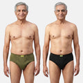 Men Wearing Incontinence Briefs Of Green & Black olor