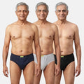 Men Wearing Incontinence Briefs Of Navy Blue, Grey & Black Color