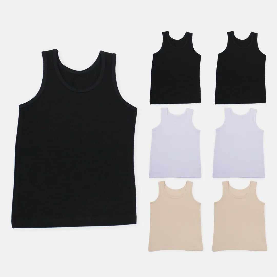 Black Girls Vests 7 Pack