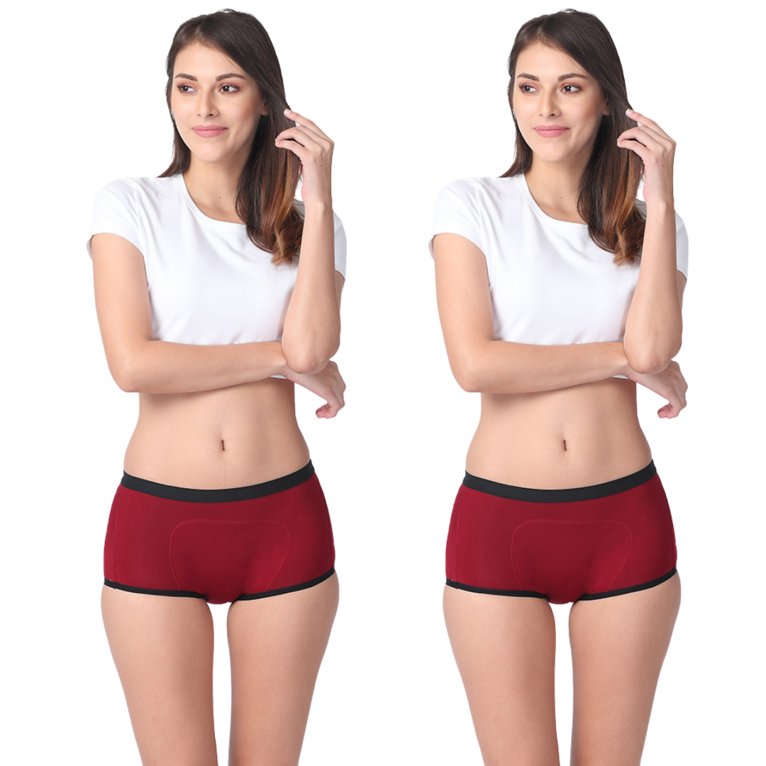 Modal Period Panty Boxer For Women Maroon Pack Of 2