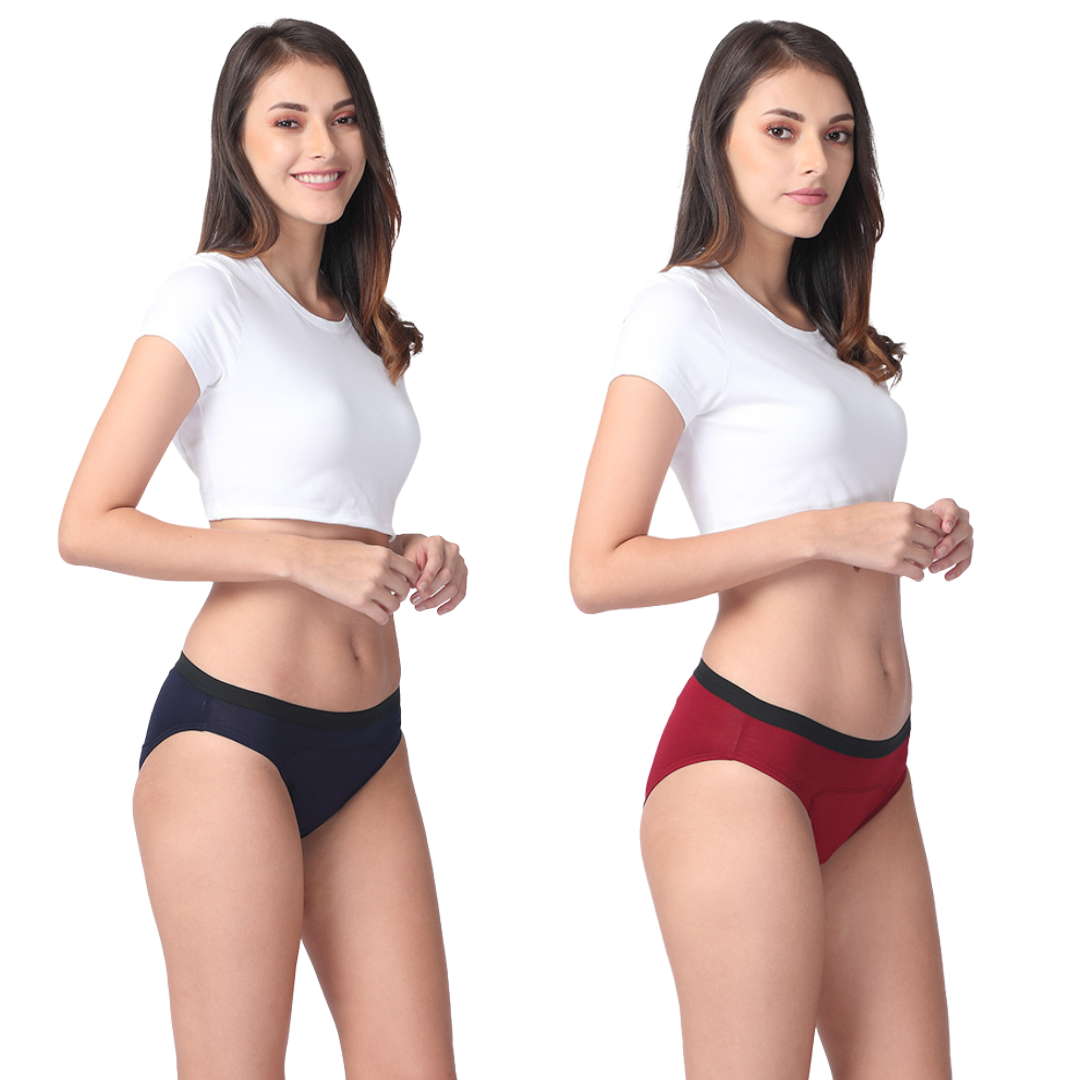 Modal Period Panty Hipster For Women Navy Blue & Maroon
