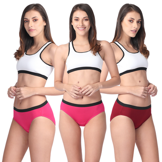 Micro Modal Underwear For Women | Mid Waist | Full Hip Coverage | Soft Waist Elastic | 3X Softer Than Cotton | Stretchy & Flexible | Moisture Wicking | Prevents Odour | 3 Pack