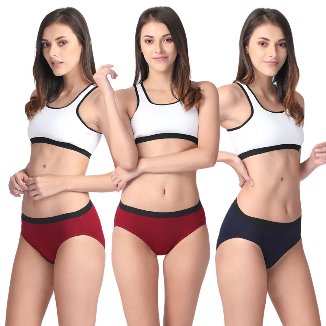 Modal Panties For Women Maroon Navy Blue