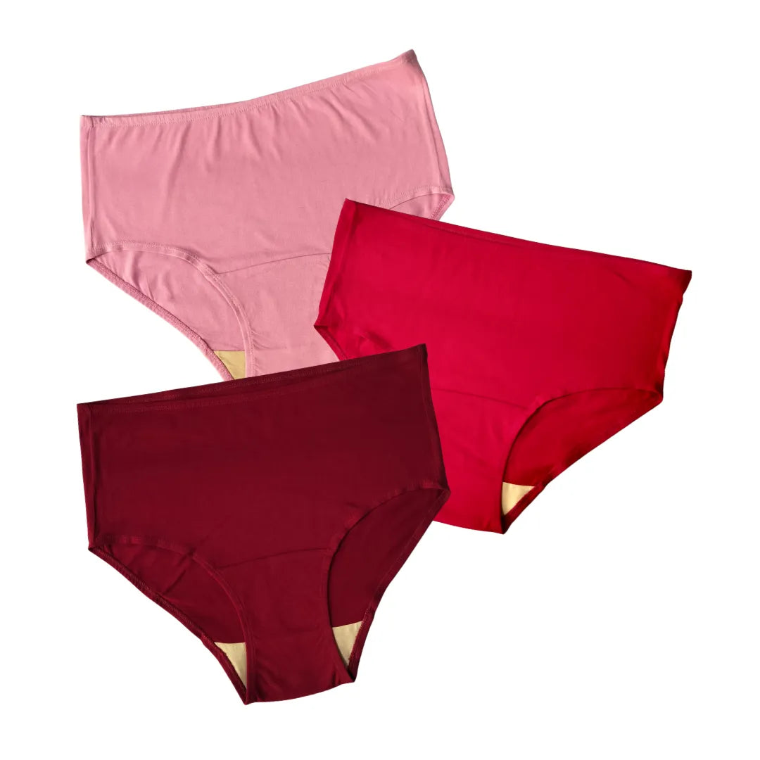 Most Hygienic Underwear For Seniors High Waist Light Pink, Dark Pink & Maroon