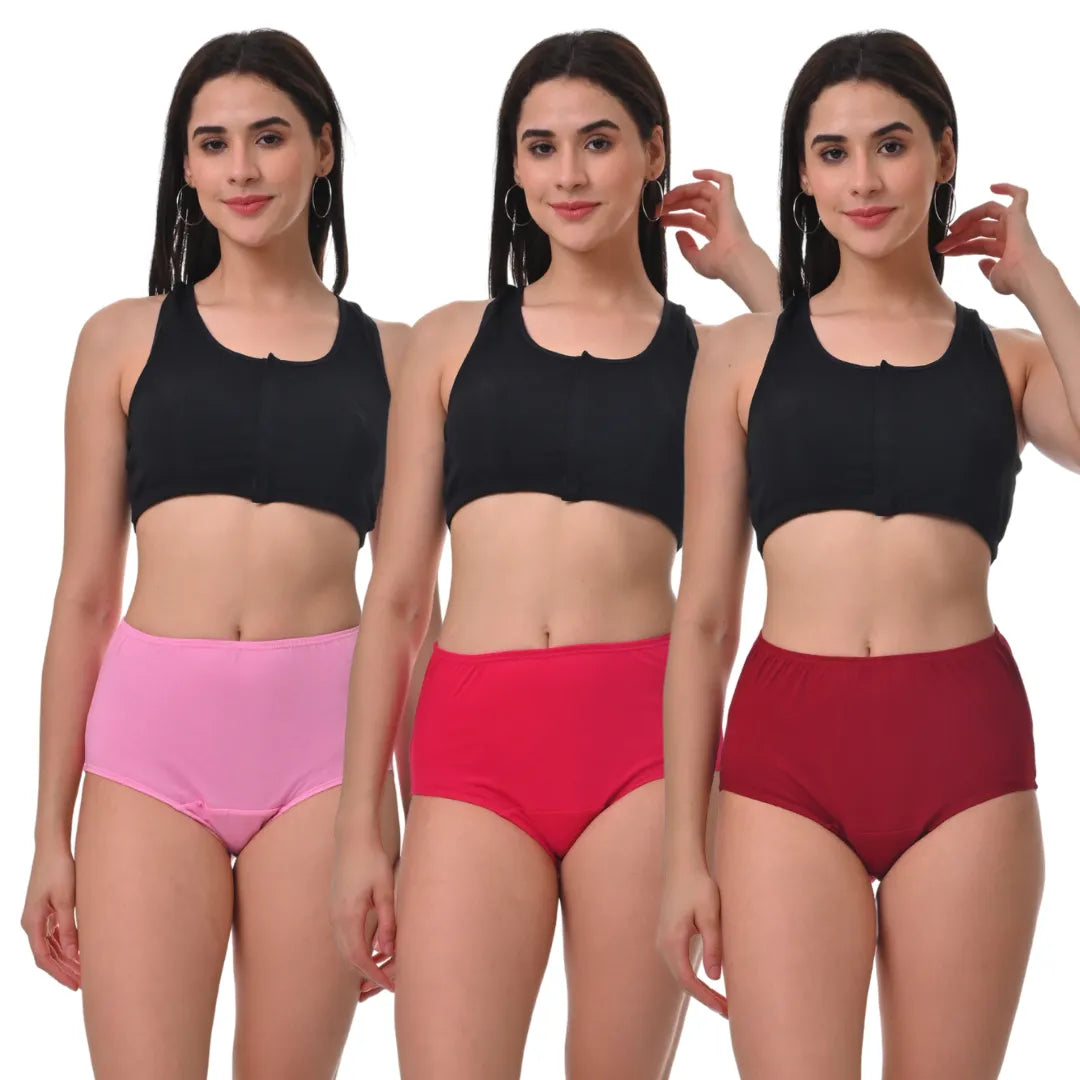 Most Hygienic Underwear For Women High Waist Light Pink, Dark Pink & Maroon