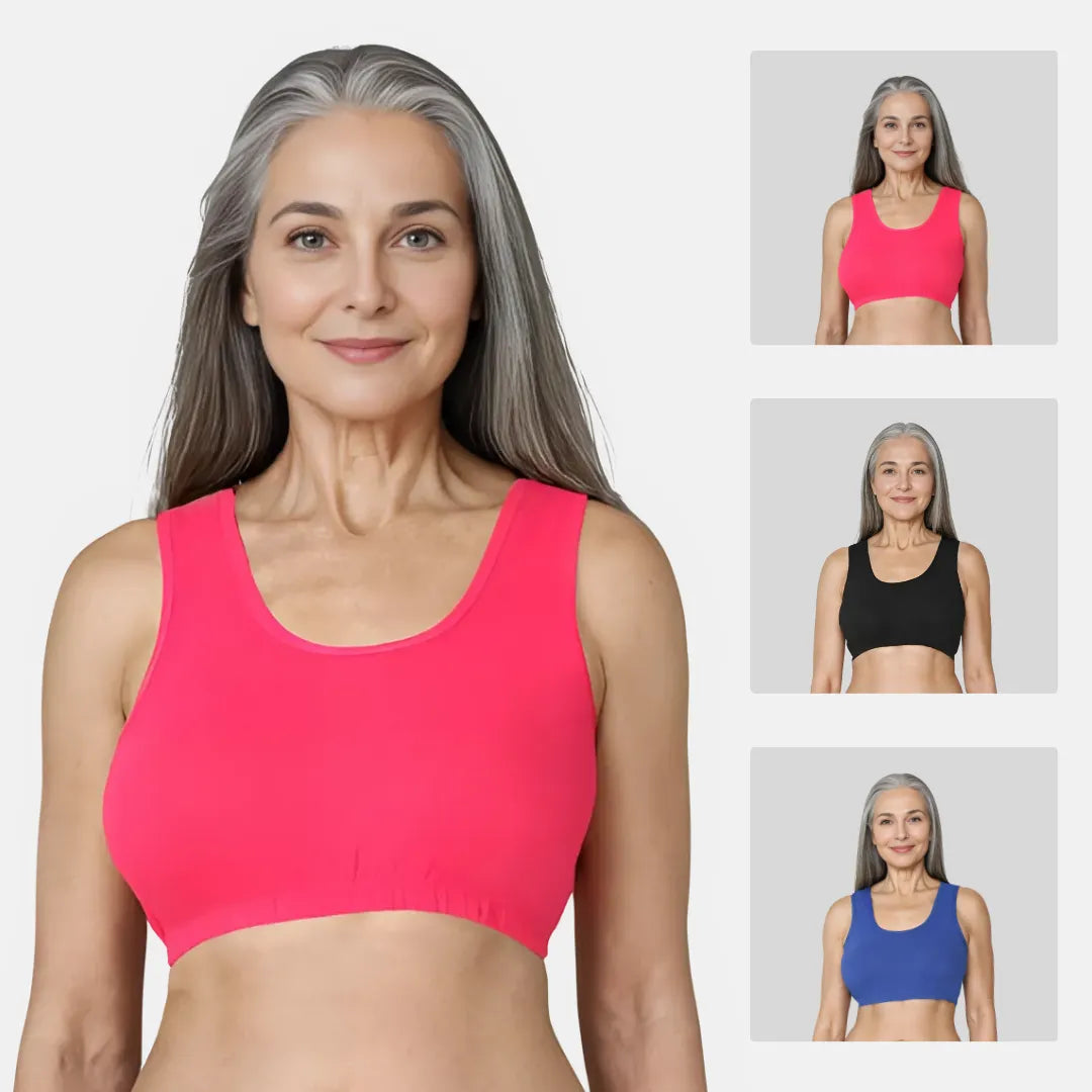 Lounge/Home Bra For Elderly | Non Padded | Non Wired | Racerback | Full Coverage | 3 Pack - Adira