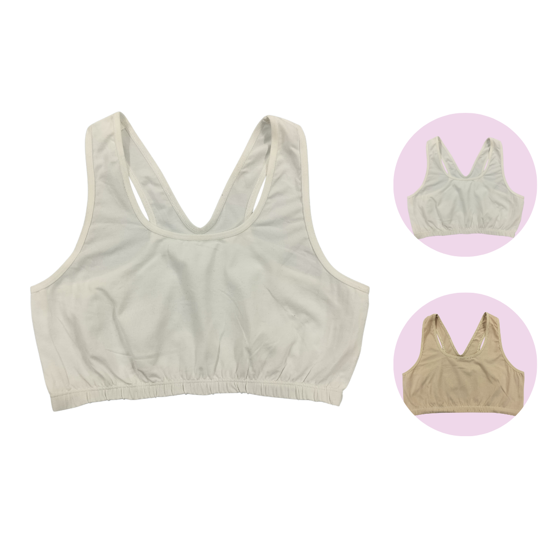 Most Comfortable Bra For Older Ladies White & Skin Pack Of 2