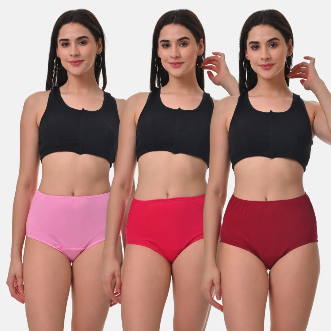 Most Hygienic Underwear For Women High Waist Light Pink, Dark Pink & Maroon