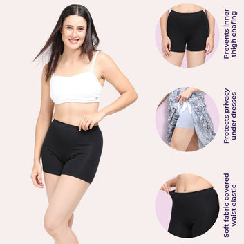 Under Dress Shorts | Full Hip Coverage | Prevents Inner Thigh Chafing | 3 Pack