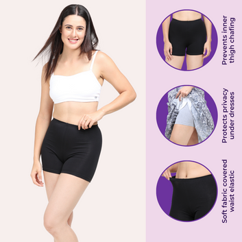 Under Dress Shorts | Full Hip Coverage | Prevents Inner Thigh Chafing | 2 Pack