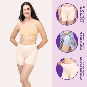 Under Dress Shorts | Full Hip Coverage | Prevents Inner Thigh Chafing