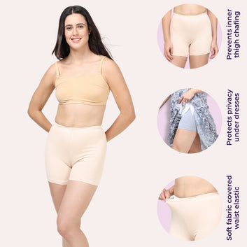 Under Dress Shorts | Full Hip Coverage | Prevents Inner Thigh Chafing
