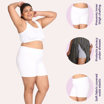 Plus Size Under Dress Shorts | Full Hip Coverage | Prevents Inner Thigh Chafing | 2 Pack