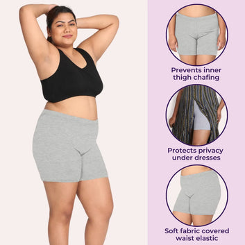 Plus Size Undershorts | High Waist | Full Coverage | Thigh Length | Chafe Free & Itch Free | Pack Of 4