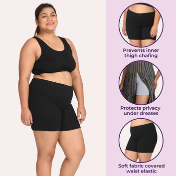 Plus Size Under Dress Shorts | Full Hip Coverage | Prevents Inner Thigh Chafing | Pack Of 1