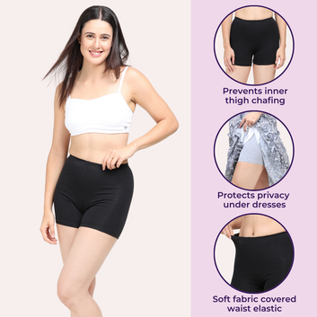 Under Dress Shorts | Full Hip Coverage | Prevents Inner Thigh Chafing | 3 Pack