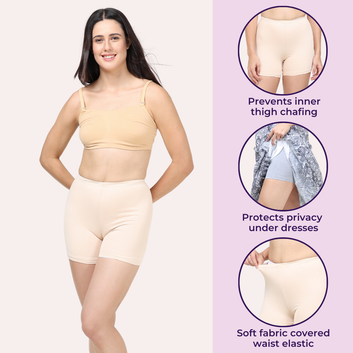 Under Dress Shorts | Full Hip Coverage | Prevents Inner Thigh Chafing