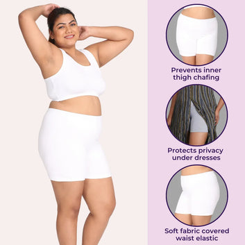 Plus Size Undershorts | High Waist | Full Coverage | Thigh Length | Chafe Free & Itch Free | Pack Of 3