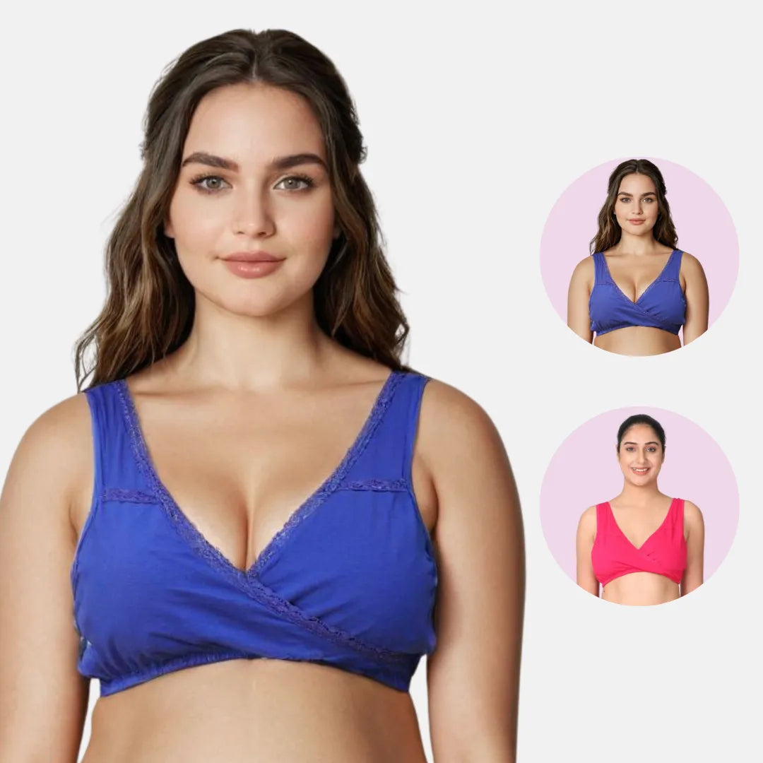 Night Feeding Bra Black & Dark Pink