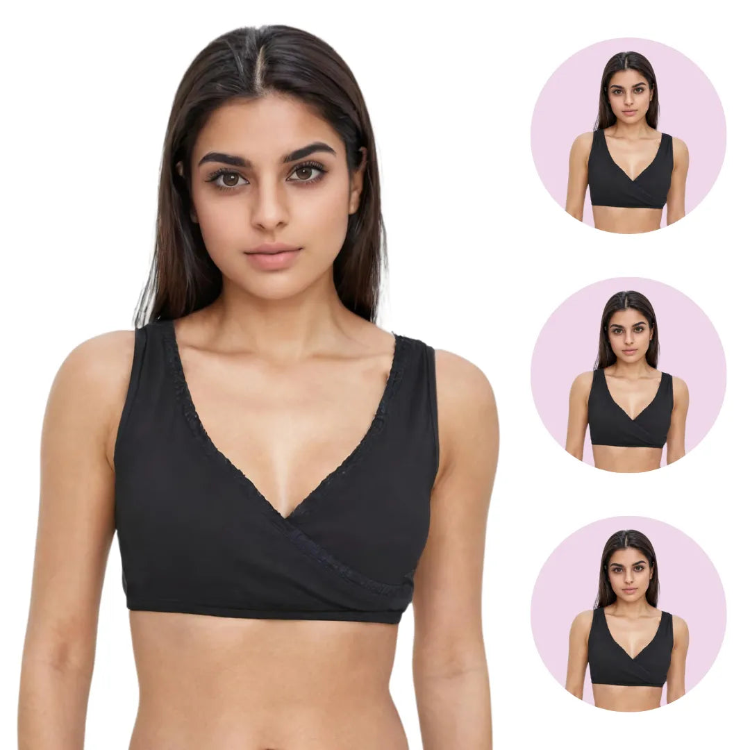 Non Padded Plunge Bra Black Pack Of 3