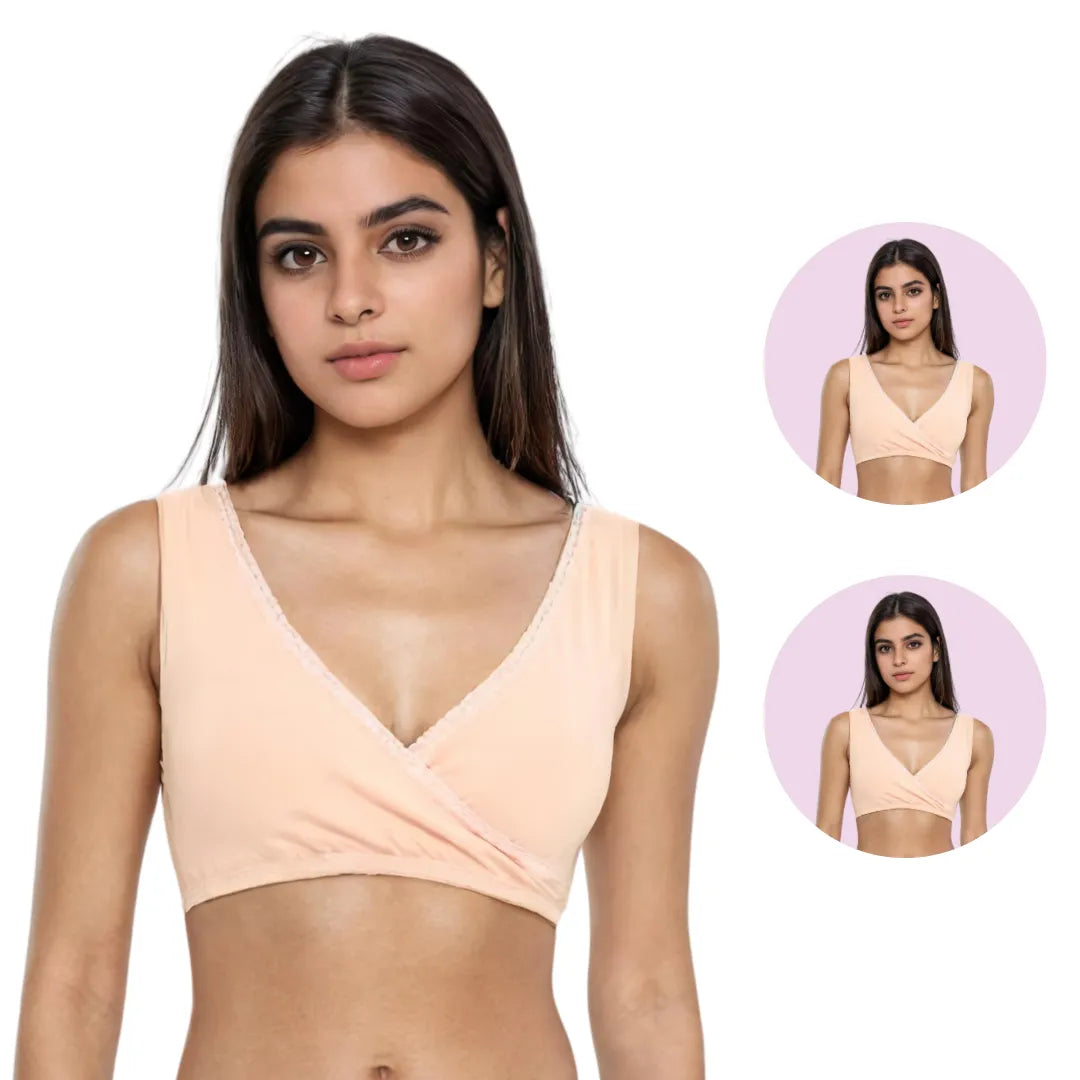 Non Padded Plunge Bra Skin Pack Of 2