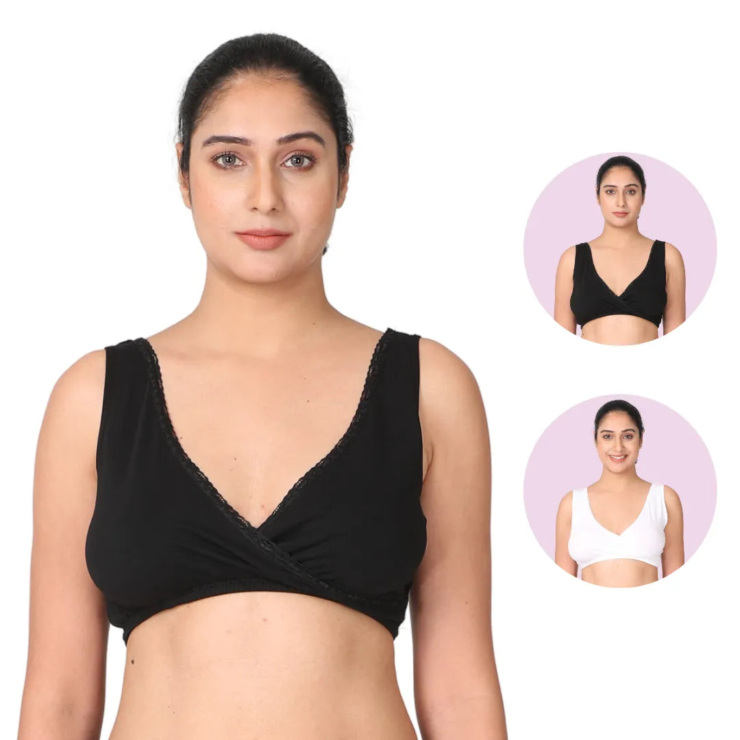 Nursing Sleep Bra India Black & White