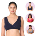 Nursing Sleep Bra Navy Blue, Dark Pink & Steel Grey