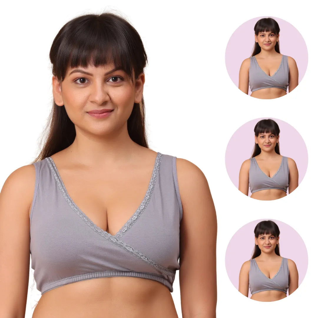 Nursing Sleep Bra Steel Grey Pack Of 3