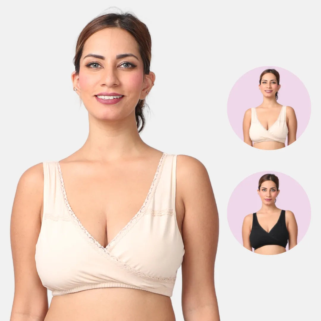 Nursing Sleep Bra Skin & Black