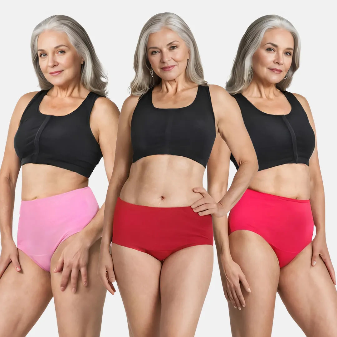Older Women Cotton Briefs Light Pink, Dark Pink & Maroon