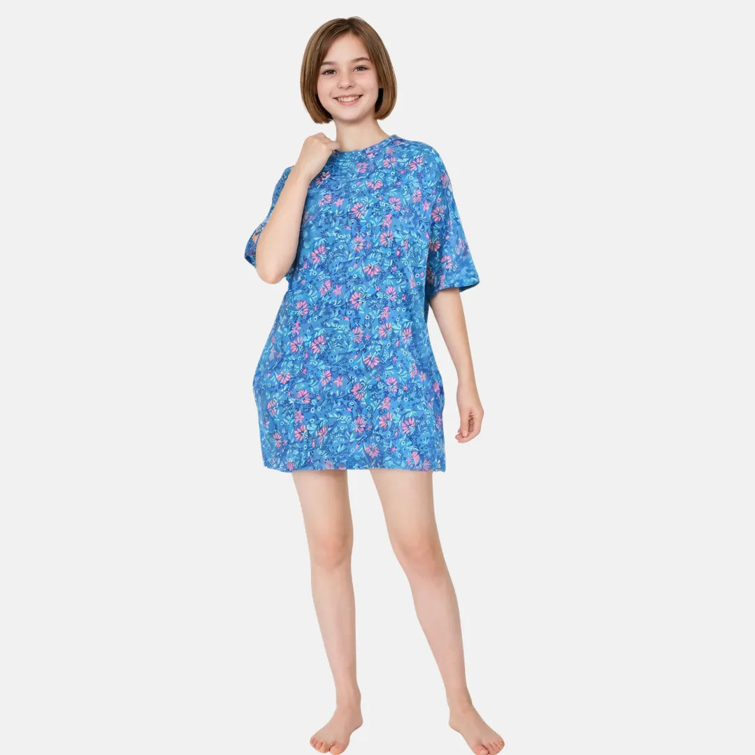 Oversized T Shirts For Girls Blue Pack Of 1