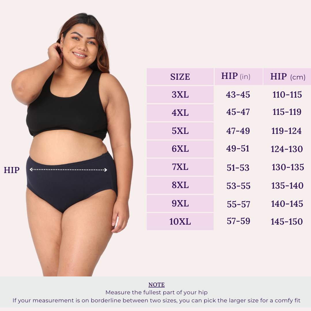 Size Chart For Cotton Panty For Plus Size