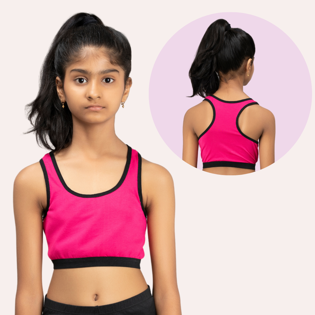 Flat Padded Sports Bra For Girls Pack Of 3