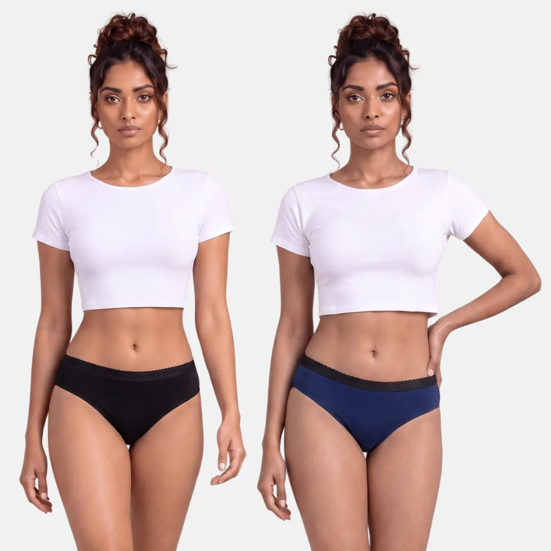 Panties For Urine Leakage-Black & Royal Blue