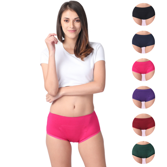 Reusable Period Panties For Heavy Flow | Boxer Fit | Prevents Front, Back & Inner Thigh Stains | 6 Pack