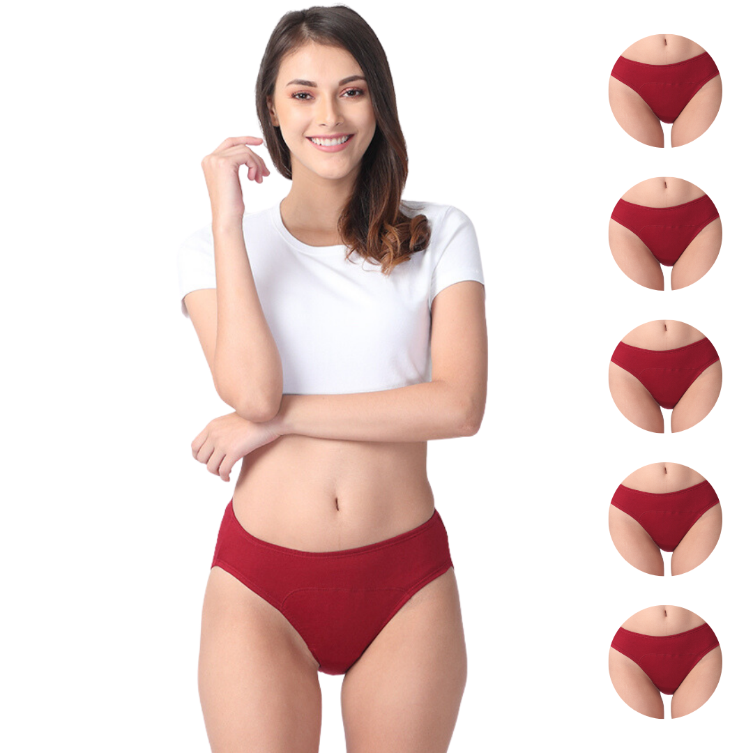 Period Panty Hipster For Women Maroon Pack Of 5
